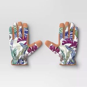 Outdoor nwt Patio Duck Canvas Work Gloves Medium/Large Floral Ivory - Threshold